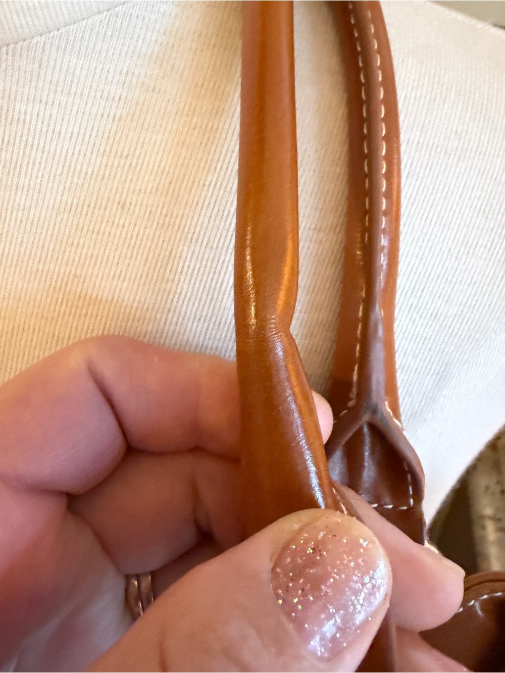 GIANI BERNINI Canvas Shoulder Bag in Tan and Cream 12x7.5x3 inches - Picture 12 of 13